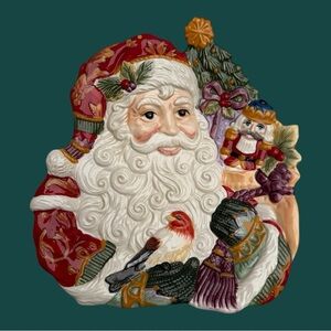 Discontinued Fitz and Floyd Christmas Canapé Plate Bird Holiday Santa Nutcracker